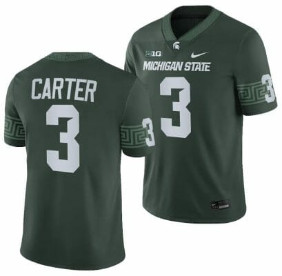 Michigan State Spartans Nathan Carter Jersey #3 College Football Green 2023 Game