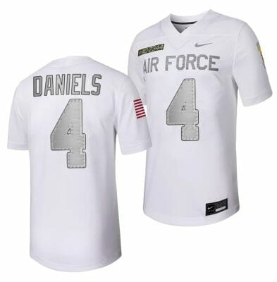 Air Force Falcons Haaziq Daniels Jersey #4 Football Rivalry Legacy Series White 10 Air Force Falcons Haaziq Daniels Jersey #4 Football Rivalry Legacy Series White