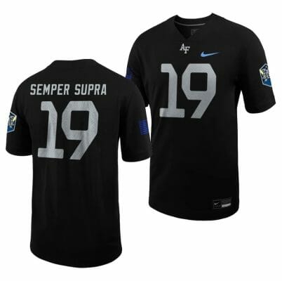 Air Force Falcons Semper Supar Jersey #19 Football 2022 Space Force Rivalry Alternate Black
