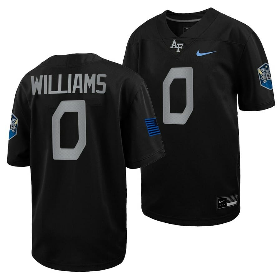 Air Force Falcons Trey Williams Jersey #0 Football 2022 Space Force Rivalry Alternate Black 1 Air Force Falcons Trey Williams Jersey #0 Football 2022 Space Force Rivalry Alternate Black