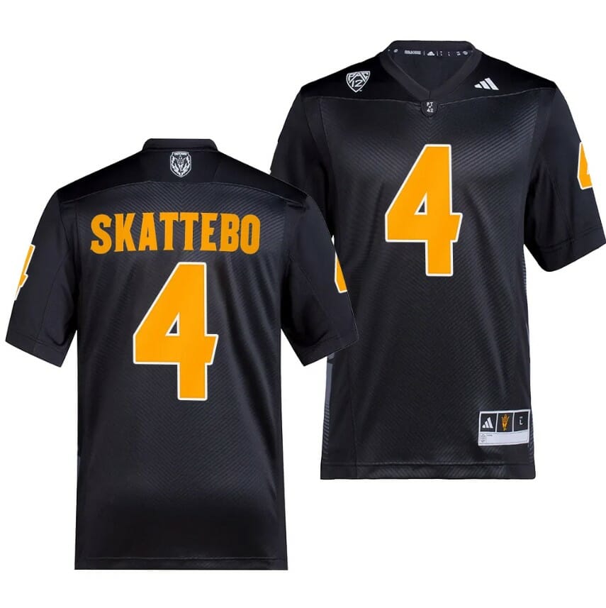 Arizona State Sun Devils Cameron Skattebo Jersey #4 Premier Black College Football 2023 1 Arizona State Sun Devils Cameron Skattebo Jersey #4 Premier Black College Football 2023