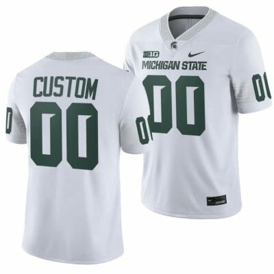 Custom Michigan State Spartans Jersey Name and Number College Football White 2023 Game 10 Custom Michigan State Spartans Jersey Name and Number College Football White 2023 Game