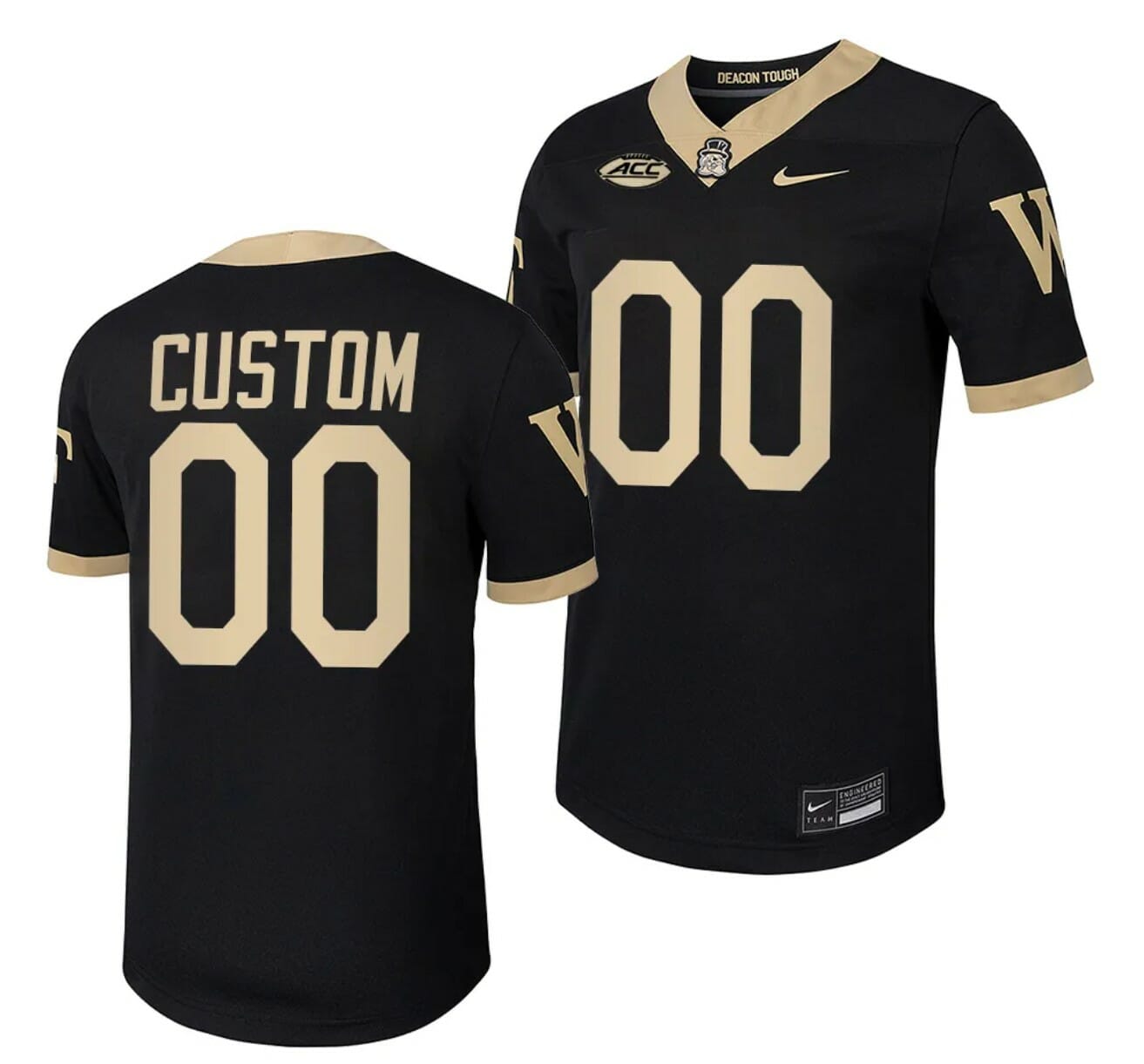 Custom Wake Forest Demon Deacons Jersey Name and Number Home College Football Black Replica 1 Custom Wake Forest Demon Deacons Jersey Name and Number Home College Football Black Replica