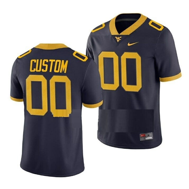 Custom West Virginia Jersey Name And Number College Football Navy Game Uniform 1 Custom West Virginia Jersey Name And Number College Football Navy Game Uniform