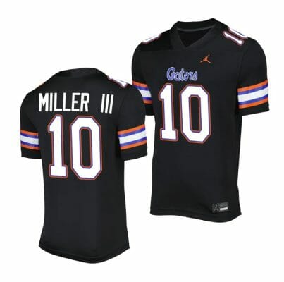 Florida Gators Jack Miller III Jersey #10 Alternate Game Black 2023 Salute To Service Uniform
