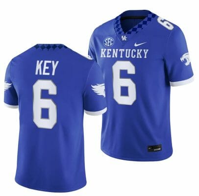 Kentucky Wildcats Dane Key Jersey #6 NCAA Football 2023 Game Home Blue 10 Kentucky Wildcats Dane Key Jersey #6 NCAA Football 2023 Game Home Blue