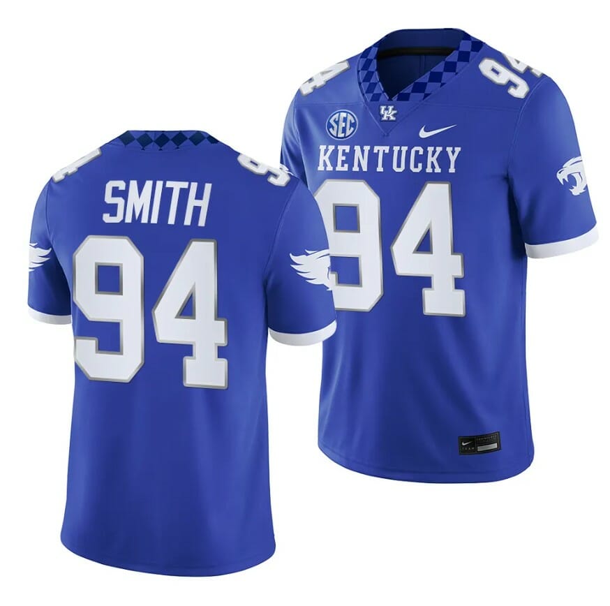 Kentucky Wildcats ZaDarius Smith Jersey #94 NCAA Football 2023 Game Home Blue 1 Kentucky Wildcats ZaDarius Smith Jersey #94 NCAA Football 2023 Game Home Blue