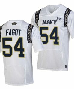 Navy Midshipmen Diego Fagot Jersey #54 College Football 2023 Aer Lingus Classic White Replica