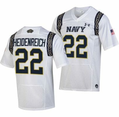 Navy Midshipmen Eli Heidenreich Jersey #22 College Football 2023 Aer Lingus Classic White Replica