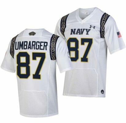 Navy Midshipmen Jayden Umbarger Jersey #87 College Football 2023 Aer Lingus Classic White Replica