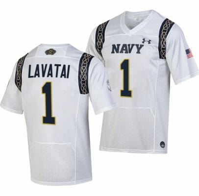 Navy Midshipmen Tai Lavatai Jersey #1 College Football 2023 Aer Lingus Classic White Replica 10 Navy Midshipmen Tai Lavatai Jersey #1 College Football 2023 Aer Lingus Classic White Replica