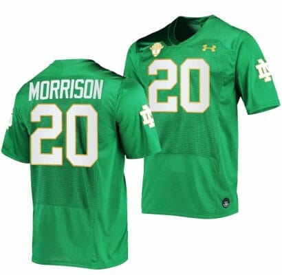 Notre Dame Fighting Irish Benjamin Morrison Jersey #20 College Football Kelly Green 2023