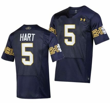 Notre Dame Fighting Irish Cam Hart Jersey #5 College Football 2023 Aer Lingus Classic Navy