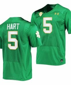 Notre Dame Fighting Irish Cam Hart Jersey #5 College Football Kelly Green 2023