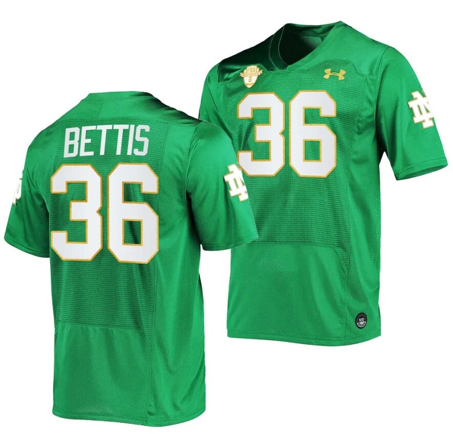 Notre Dame Fighting Irish Jerome Bettis Jersey #36 College Football Kelly Green 2023 1 Notre Dame Fighting Irish Jerome Bettis Jersey #36 College Football Kelly Green 2023