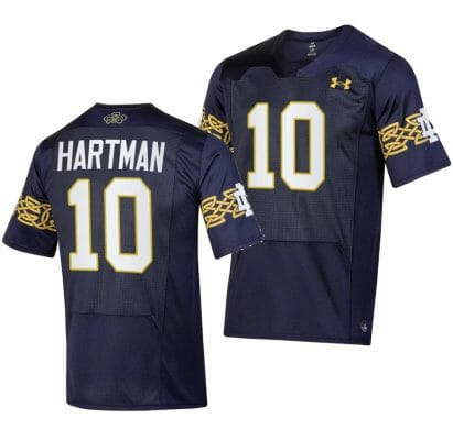 Notre Dame Fighting Irish Sam Hartman Jersey #10 College Football 2023 Aer Lingus Classic Navy