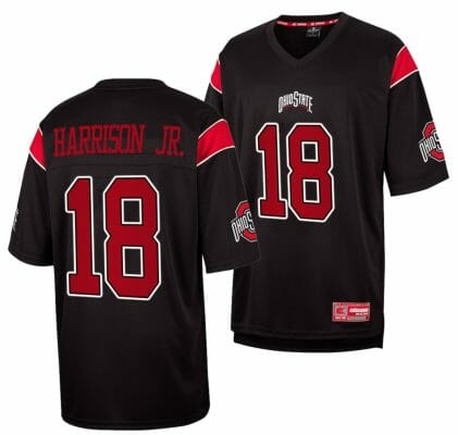 Ohio State Buckeyes #18 Marvin Harrison Jr Jersey Black Fashion NCAA Football 10 Ohio State Buckeyes #18 Marvin Harrison Jr Jersey Black Fashion NCAA Football