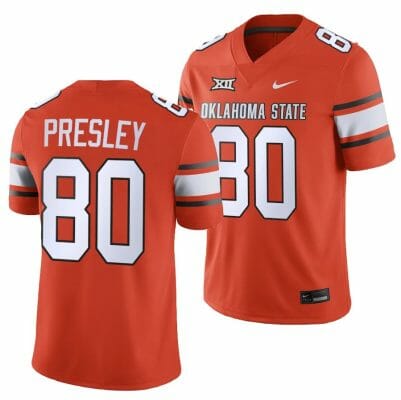 Oklahoma State Cowboys Brennan Presley Jersey #80 College Football 2023 Game Orange