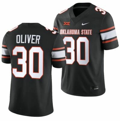 Oklahoma State Cowboys Collin Oliver Jersey #30 College Football 2023 Game Black 10 Oklahoma State Cowboys Collin Oliver Jersey #30 College Football 2023 Game Black