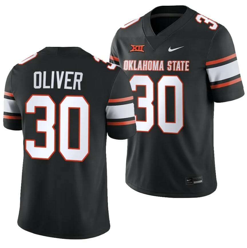 Oklahoma State Cowboys Collin Oliver Jersey #30 College Football 2023 Game Black 1 Oklahoma State Cowboys Collin Oliver Jersey #30 College Football 2023 Game Black