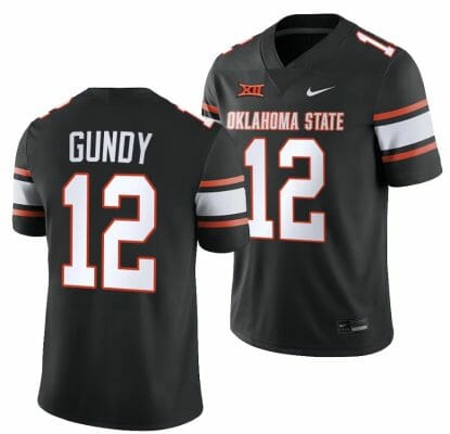 Oklahoma State Cowboys Gunnar Gundy Jersey #12 College Football 2023 Game Black 10 Oklahoma State Cowboys Gunnar Gundy Jersey #12 College Football 2023 Game Black