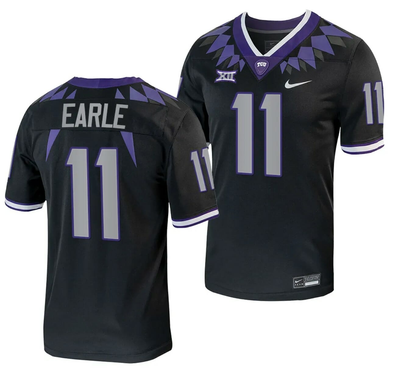TCU Horned Frogs JoJo Earle Jersey Alternate College Football Black Replica #11 1 TCU Horned Frogs JoJo Earle Jersey Alternate College Football Black Replica #11