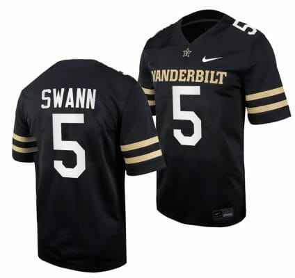 Vanderbilt Commodores AJ Swann Jersey Home College Football Black #5 10 Vanderbilt Commodores AJ Swann Jersey Home College Football Black #5