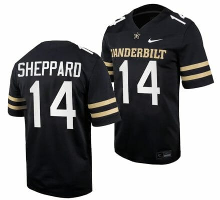 Vanderbilt Commodores Will Sheppard Jersey Home College Football Black #14