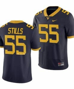 West Virginia Mountaineers Dante Stills Jersey #55 College Football Navy Game Uniform