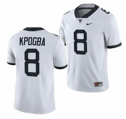 West Virginia Mountaineers Lee Kpogba Jersey #8 College Football 2023 Game White