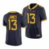 West Virginia Mountaineers Sam James Jersey #13 College Football Navy Game Uniform