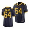 West Virginia Mountaineers Wyatt Milum Jersey #64 College Football Navy Game Uniform