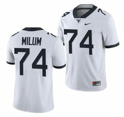 West Virginia Mountaineers Wyatt Milum Jersey #74 College Football 2023 Game White