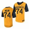 West Virginia Mountaineers Wyatt Milum Jersey #74 Football Game Country Roads Gold