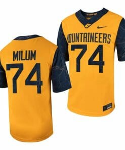 West Virginia Mountaineers Wyatt Milum Jersey #74 Football Game Country Roads Gold