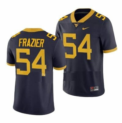 West Virginia Mountaineers Zach Frazier Jersey #54 College Football Navy Game Uniform 10 West Virginia Mountaineers Zach Frazier Jersey #54 College Football Navy Game Uniform