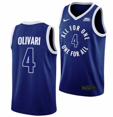 Xavier Musketeers Quincy Olivari Jersey Basketball #4 All For One Blue