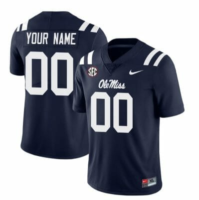 Custom Ole Miss Rebels Jersey Name and Number College Football All Stitched Navy