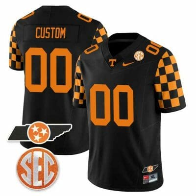 Custom Tennessee Volunteers Jersey Name and Number “Checkerboard” College Football Stitched Black