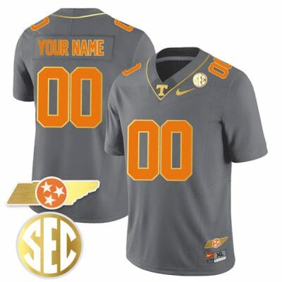 Custom Tennessee Volunteers Jersey Name and Number “Checkerboard” Gold Limited College Football Stitched Gray 8 Custom Tennessee Volunteers Jersey Name and Number “Checkerboard” Gold Limited College Football Stitched Gray