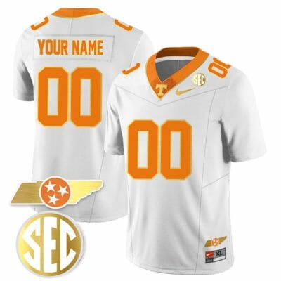 Custom Tennessee Volunteers Jersey Name and Number “Checkerboard” Gold Limited College Football Stitched White 8 Custom Tennessee Volunteers Jersey Name and Number “Checkerboard” Gold Limited College Football Stitched White