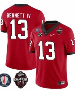 Georgia Bulldogs Stetson Bennett Jersey #13 Back To Back National Champions College Football Red