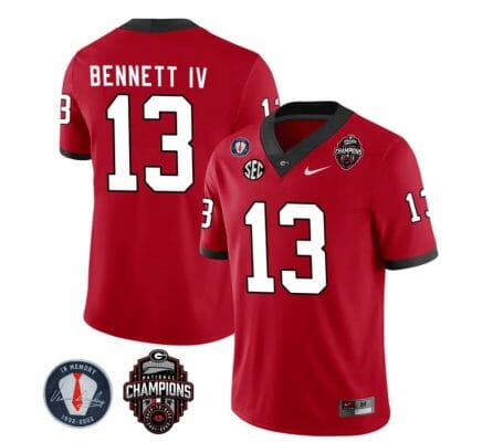 Georgia Bulldogs Stetson Bennett Jersey #13 Back To Back National Champions College Football Red