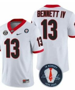 Georgia Bulldogs Stetson Bennett Jersey #13 Honoring Vince Dooley Patch All Stitched White