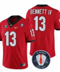 Georgia Bulldogs Stetson Bennett Jersey #13 Honoring Vince Dooley Patch All Stitched Red