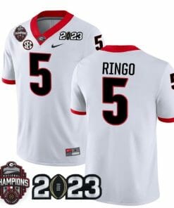 Georgia Bulldogs Kelee Ringo Jersey #5 CFP National Champions Patch 2023 All Stitched White