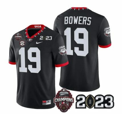 Georgia Bulldogs Brock Bowers Jersey #19 CFP National Champions Patch 2023 All Stitched Black 8 Georgia Bulldogs Brock Bowers Jersey #19 CFP National Champions Patch 2023 All Stitched Black