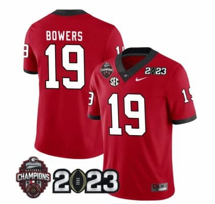 Georgia Bulldogs Brock Bowers Jersey #19 CFP National Champions Patch 2023 All Stitched Red 8 Georgia Bulldogs Brock Bowers Jersey #19 CFP National Champions Patch 2023 All Stitched Red