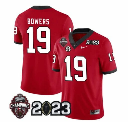 Georgia Bulldogs Brock Bowers Jersey #19 Honoring Vince Dooley Patch All Stitched Red