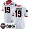 Georgia Bulldogs Brock Bowers Jersey #19 CFP National Champions Patch 2023 All Stitched White